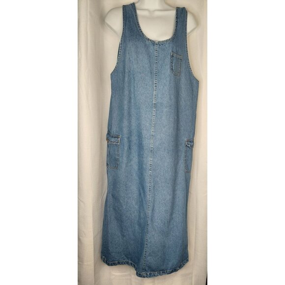 PREMIER INTERNATIONAL  Womens Denim Sleeveless Pocket Dress With Button Detail - Picture 1 of 12